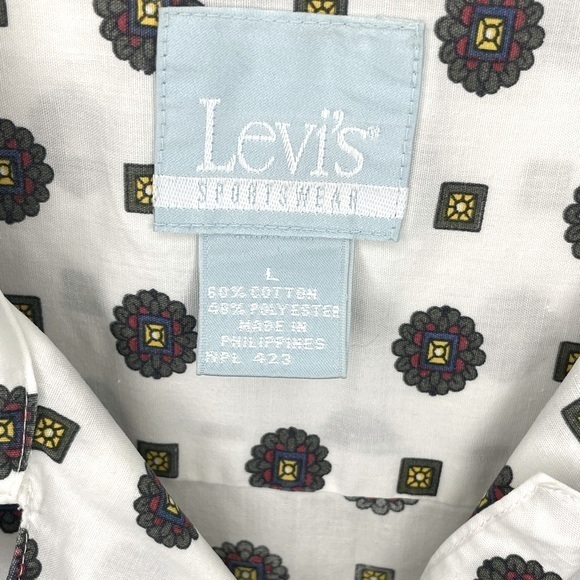 Vintage Levi Strauss Sportswear All Over Print‎ Collared Blue Tag Shirt Size L - Picture 2 of 10